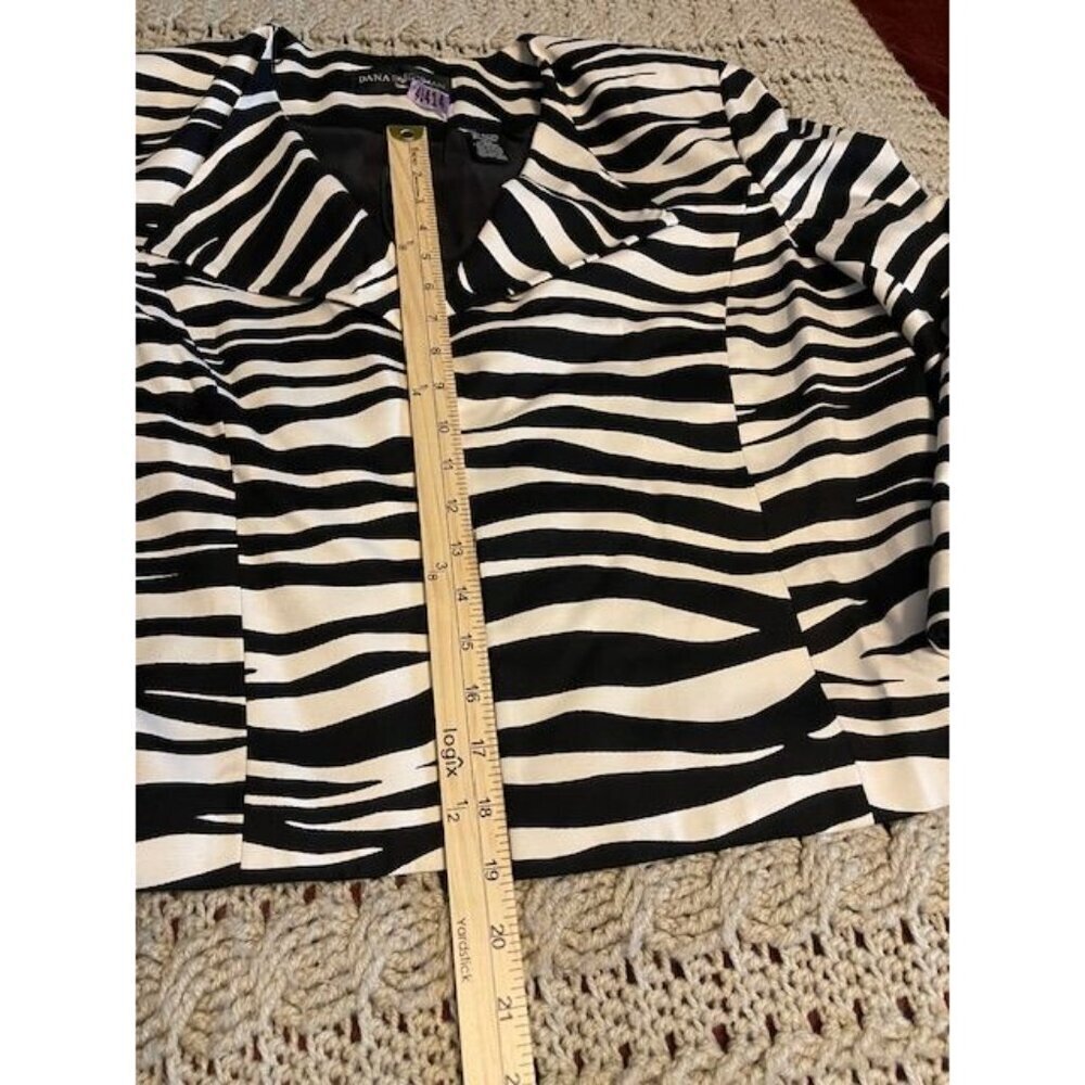 Dana Buchman Vintage Cropped Blazer Jacket Women's Size 14 Silk Blend Zebra Prin - Picture 10 of 16